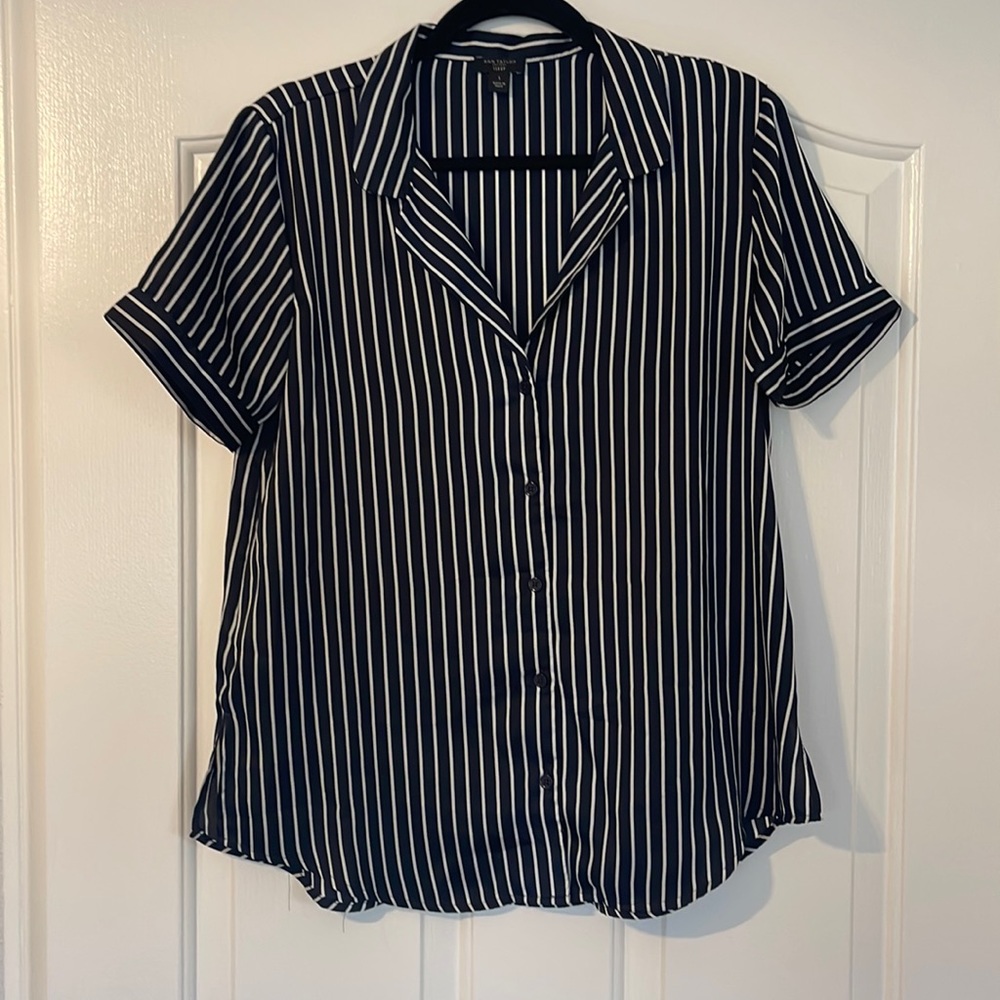 Dark navy blue - ish black silky button up